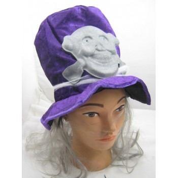 Шляпа фиолетовая с черепом и волосами