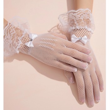 Ажурные перчатки белые сетка